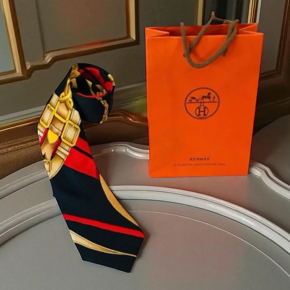 New! HERMES RARE HERMES H d’ ORIGNY MENS EQUESTRIAN SILK TIE
